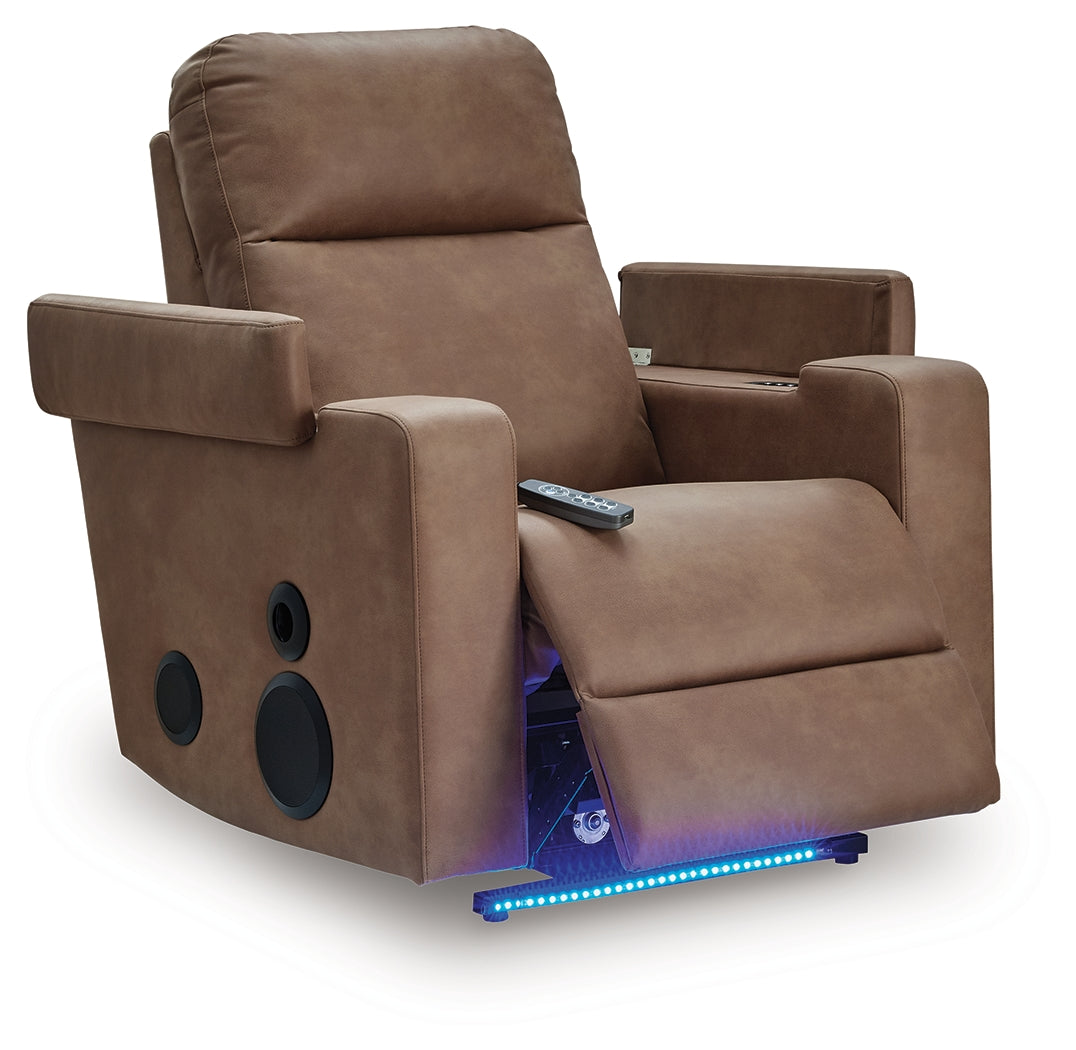 Lorrenton Caramel Glider PWR REC w/Audio System - Ornate Home