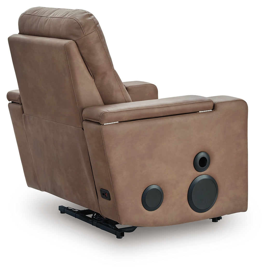 Lorrenton Caramel Glider PWR REC w/Audio System - Ornate Home