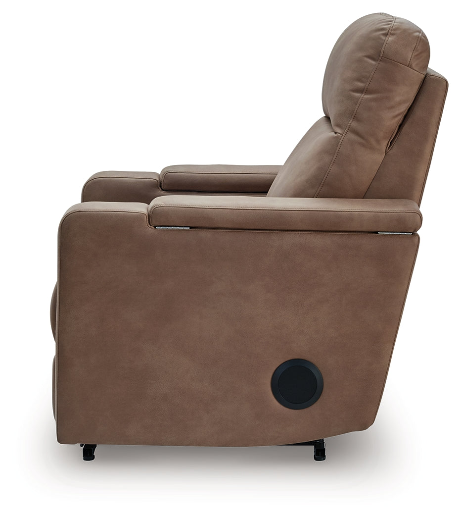 Lorrenton Caramel Glider PWR REC w/Audio System - Ornate Home