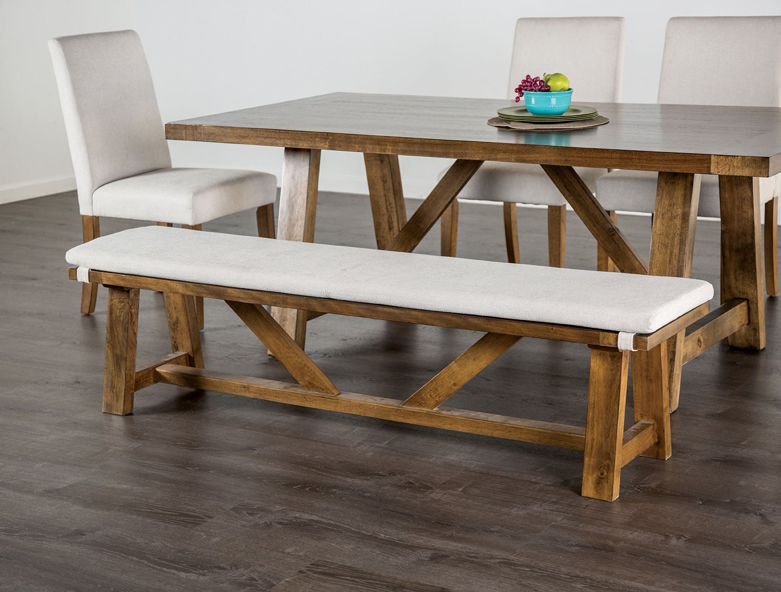 Losone Brown/White Bench w/ Cushion - Ornate Home