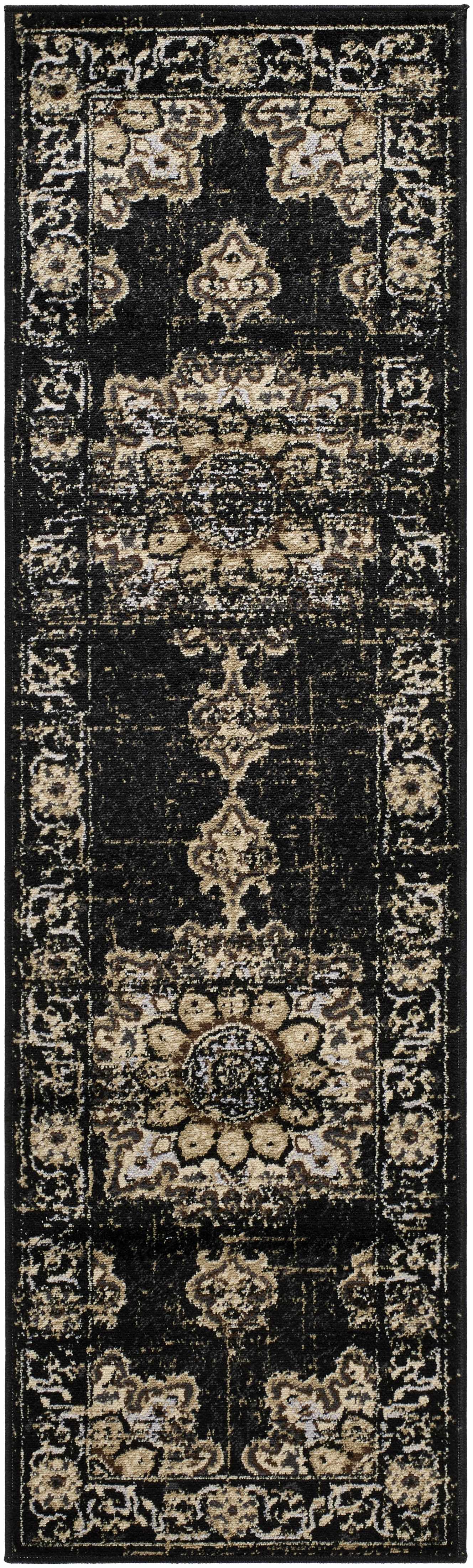 Lostwithiel Black Medallion Rug - Ornate Home