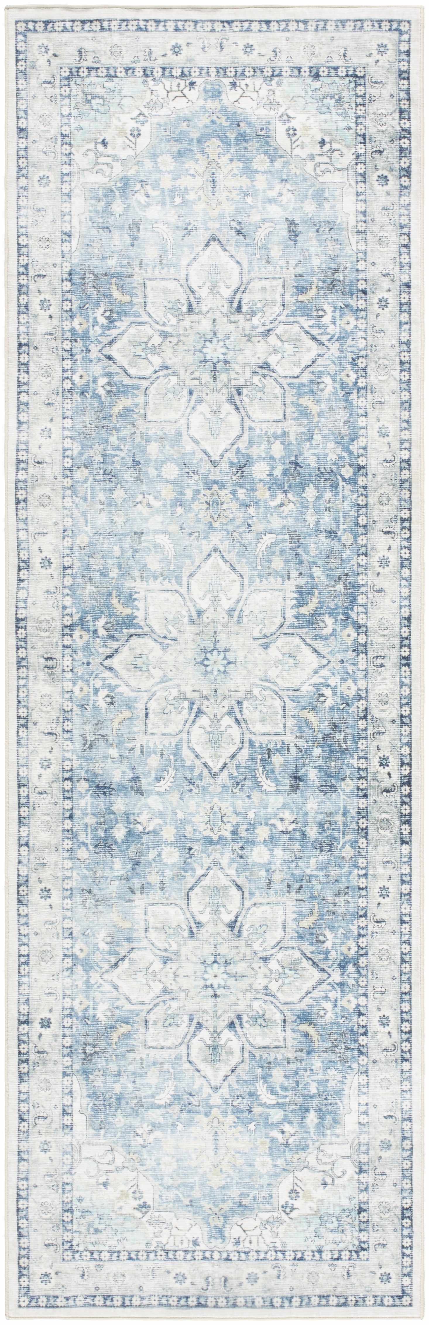 Lotan Blue Medallion Washable Area Rug - Clearance - Ornate Home