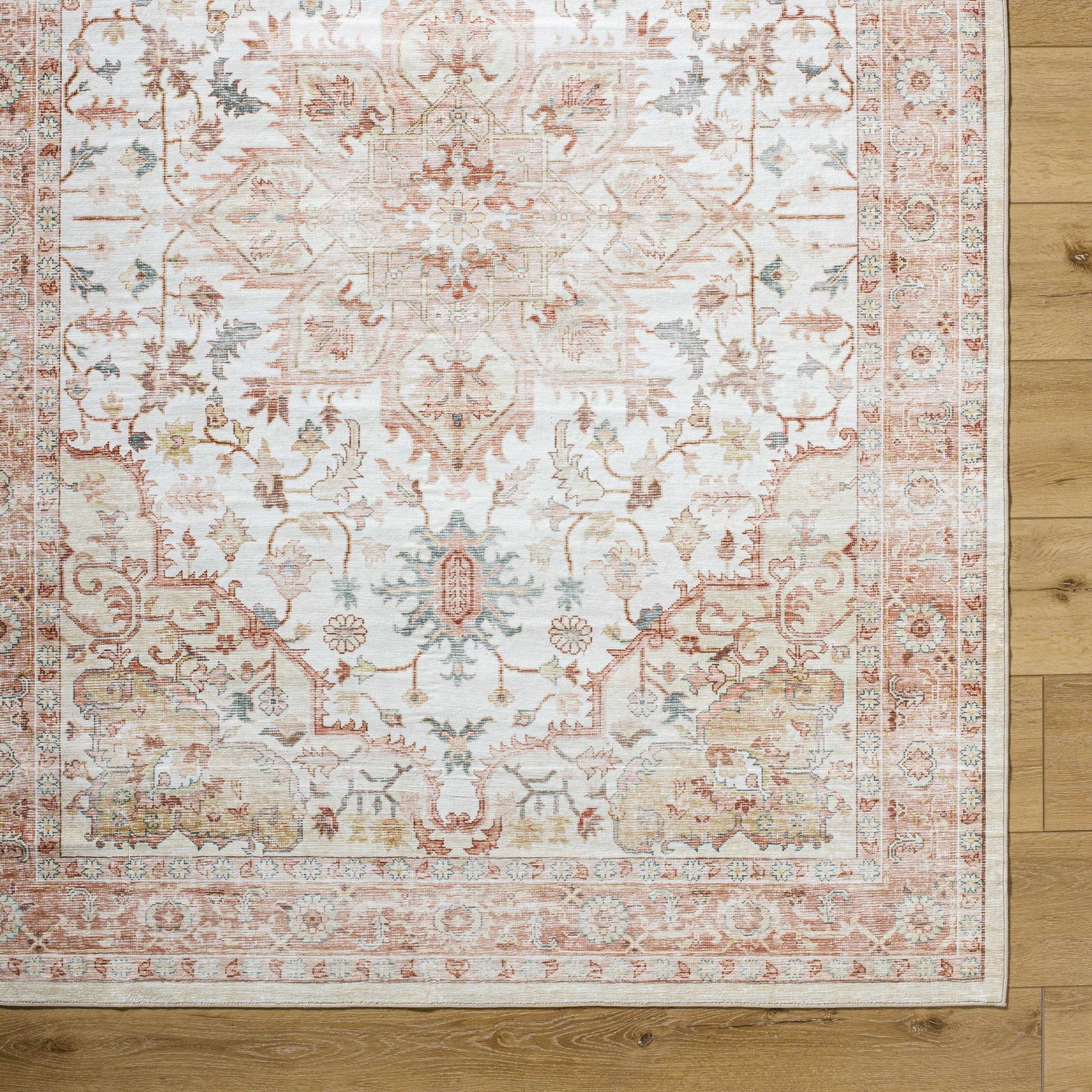 Lotan Pink Medallion Washable Area Rug - Clearance - Ornate Home