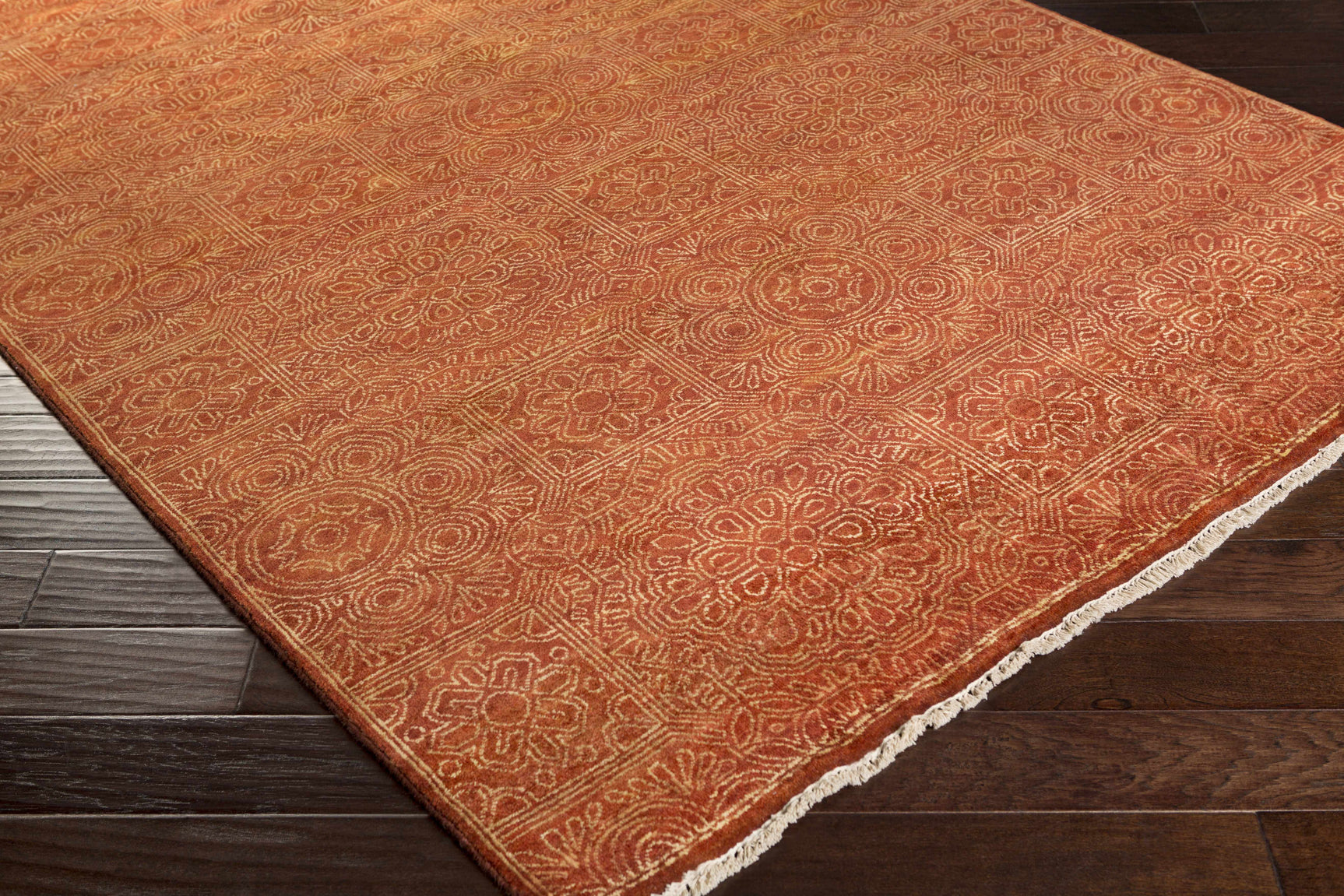 Lottsburg Premium Orange Wool Rug - Clearance - Ornate Home