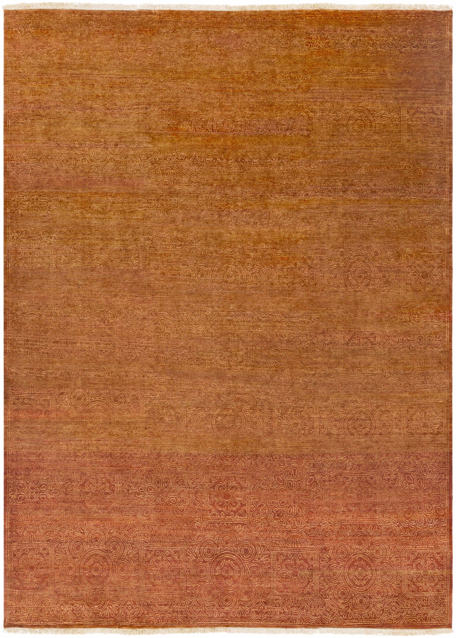 Lottsburg Premium Orange Wool Rug - Clearance - Ornate Home