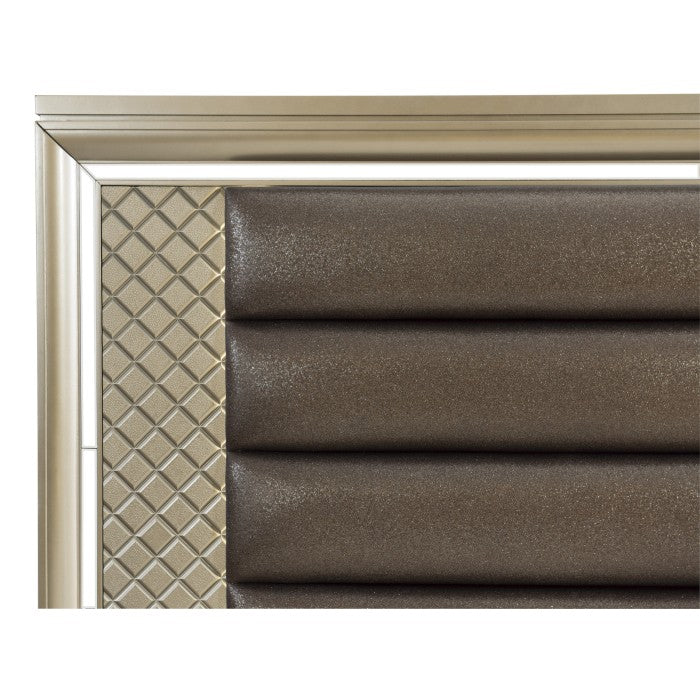 Loudon Champagne Queen Platform Bed With Led Lighting And Storage Footboard - Ornate Home