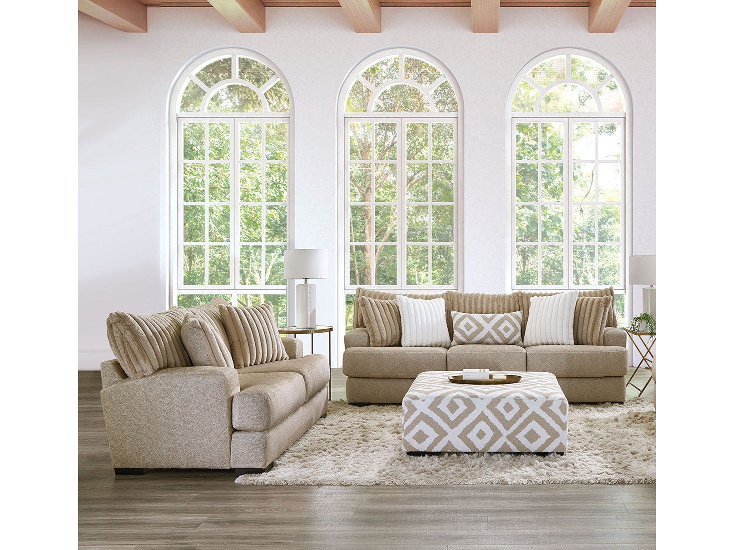 Loughlin Light Brown Sofa & Loveseat - Ornate Home