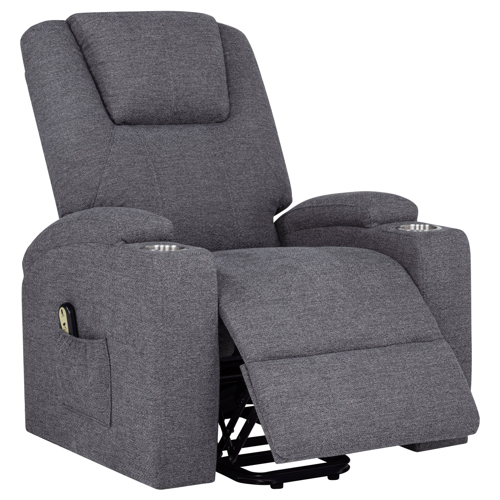 Louie Dark Grey Chenille Upholstered Power Lift Massage Chair - Ornate Home