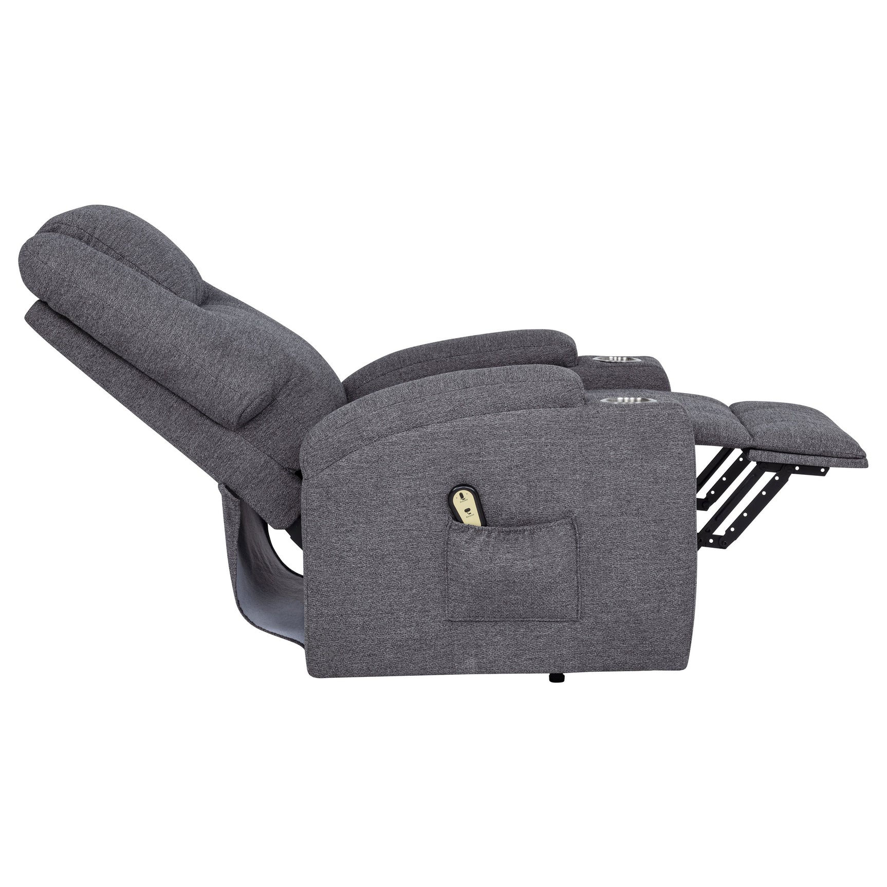 Louie Dark Grey Chenille Upholstered Power Lift Massage Chair - Ornate Home
