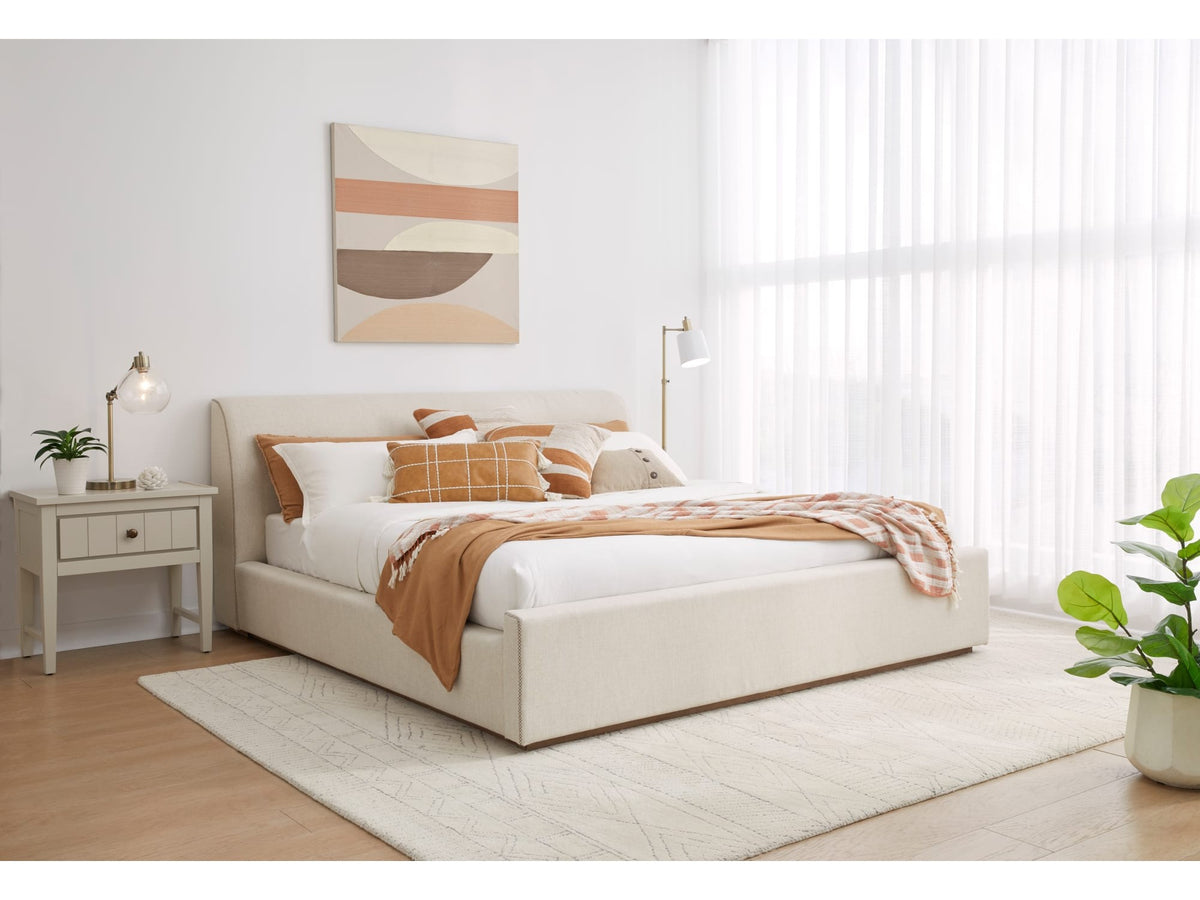 Louis Natural Full Upholstered Platform Bed - Ornate Home