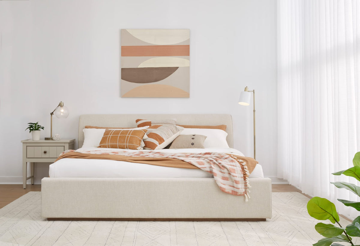 Louis Natural Full Upholstered Platform Bed - Ornate Home