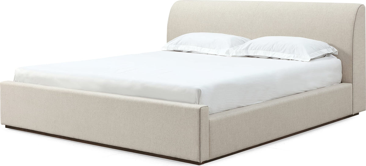 Louis Natural Full Upholstered Platform Bed - Ornate Home