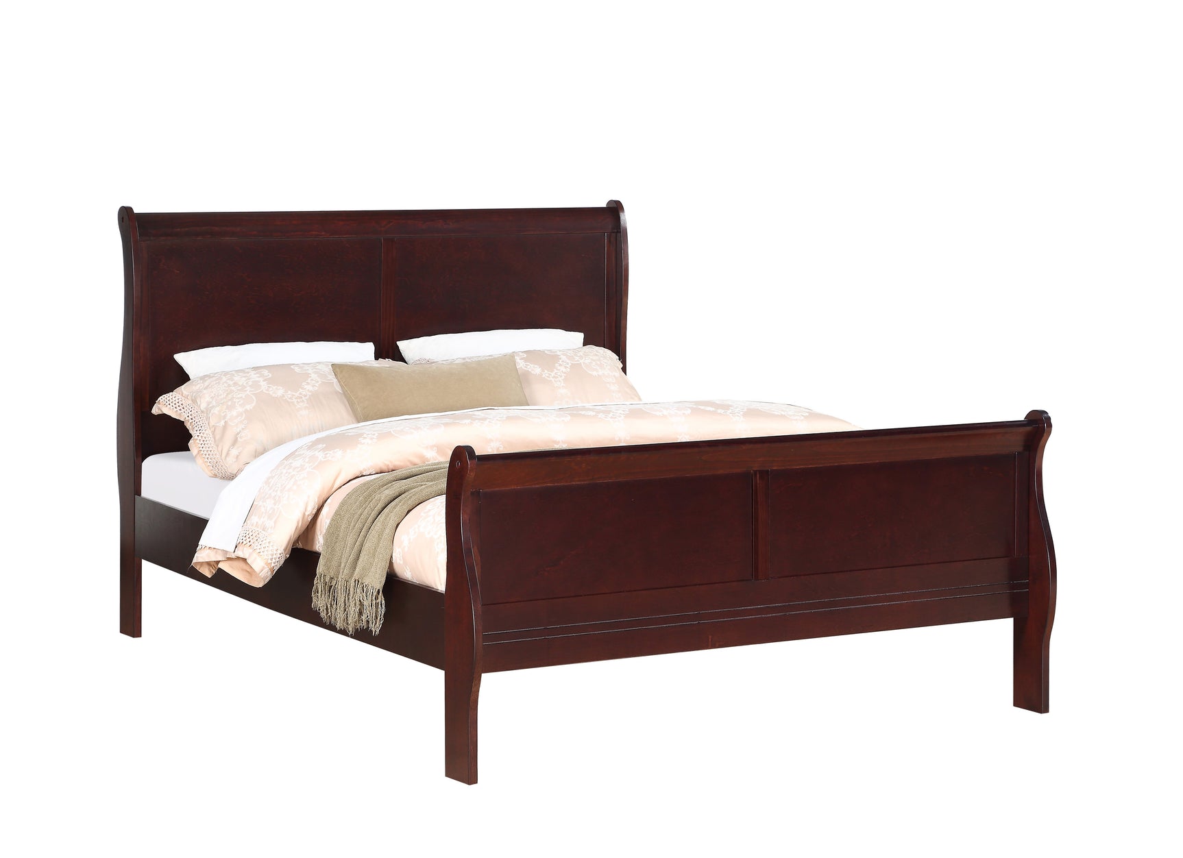 Louis Philip Cherry Sleigh Bedroom Set - Ornate Home