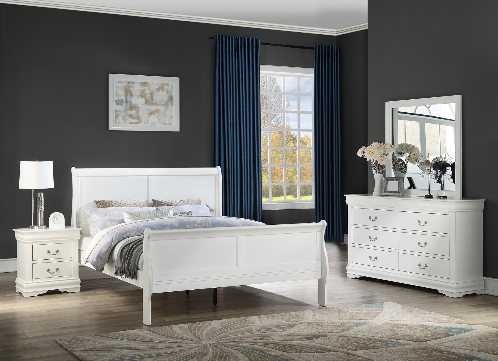 Louis Philip White Youth Sleigh Bedroom Set - Ornate Home