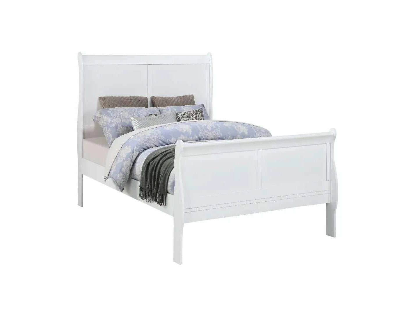 Louis Philip White Twin Sleigh Bed w/ Gateway Mattress & Box Spring - Ornate Home