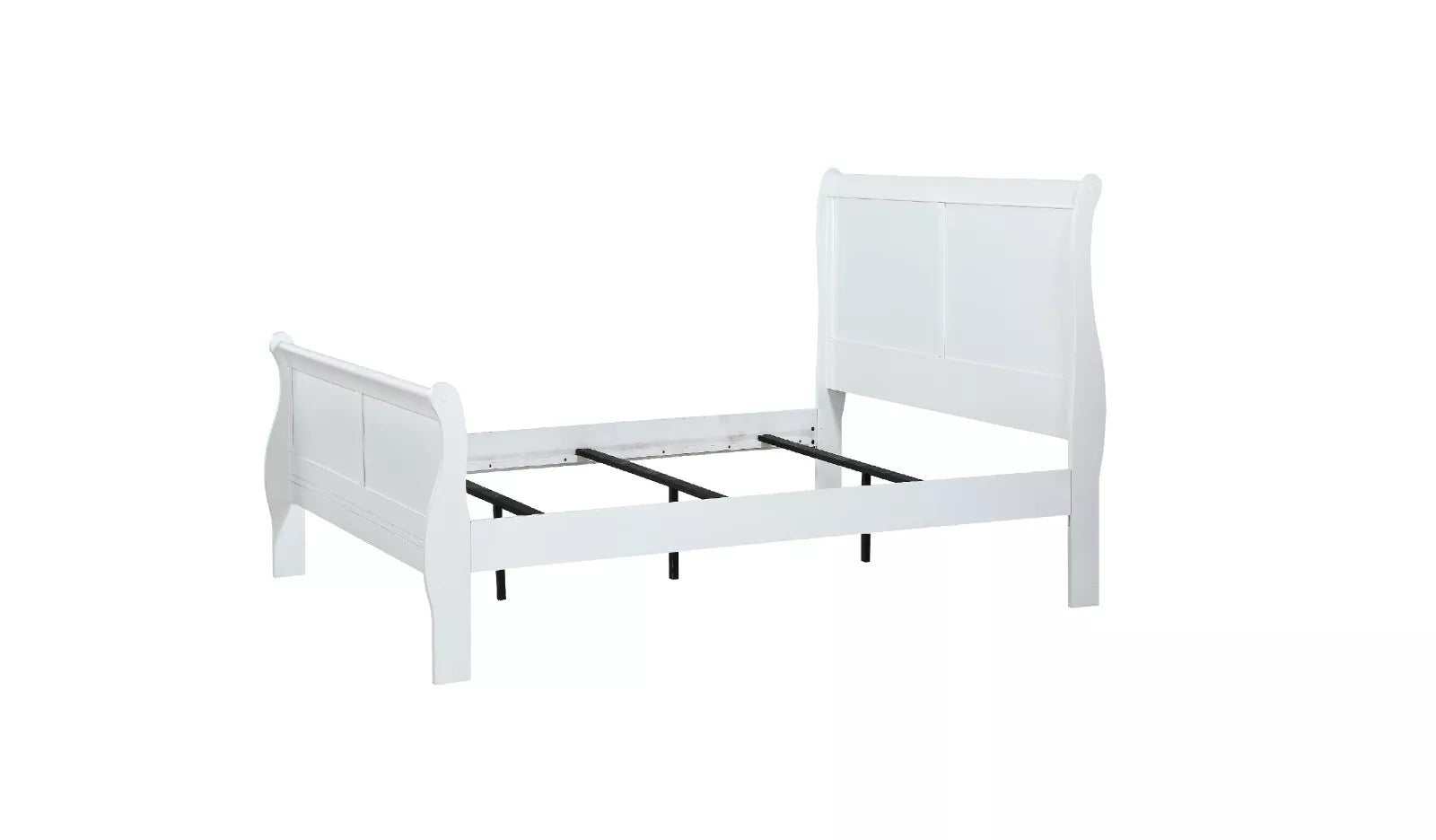 Louis Philip White Twin Sleigh Bed w/ Gateway Mattress & Box Spring - Ornate Home