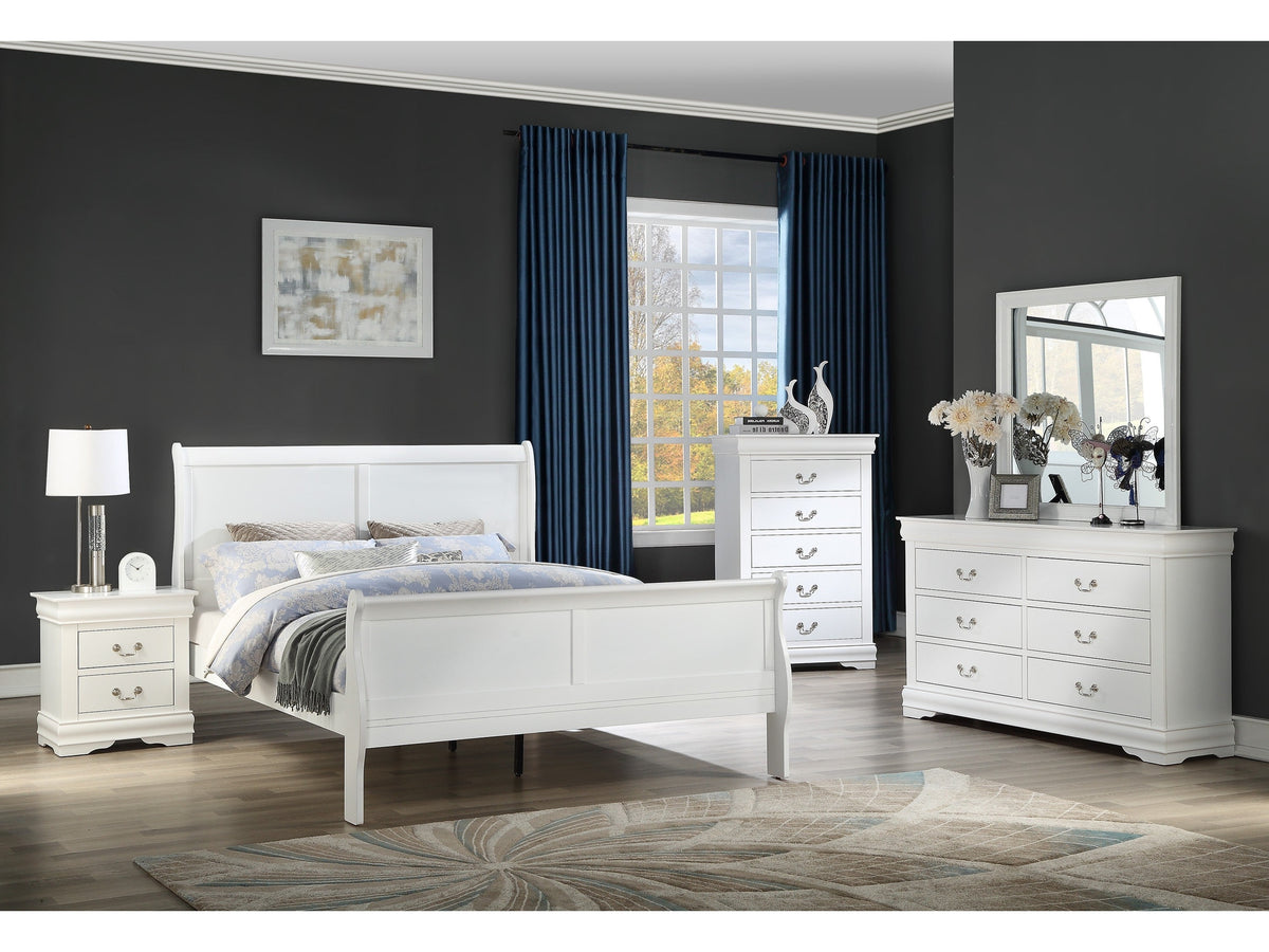 Louis Philip White Sleigh Bedroom Set - Ornate Home