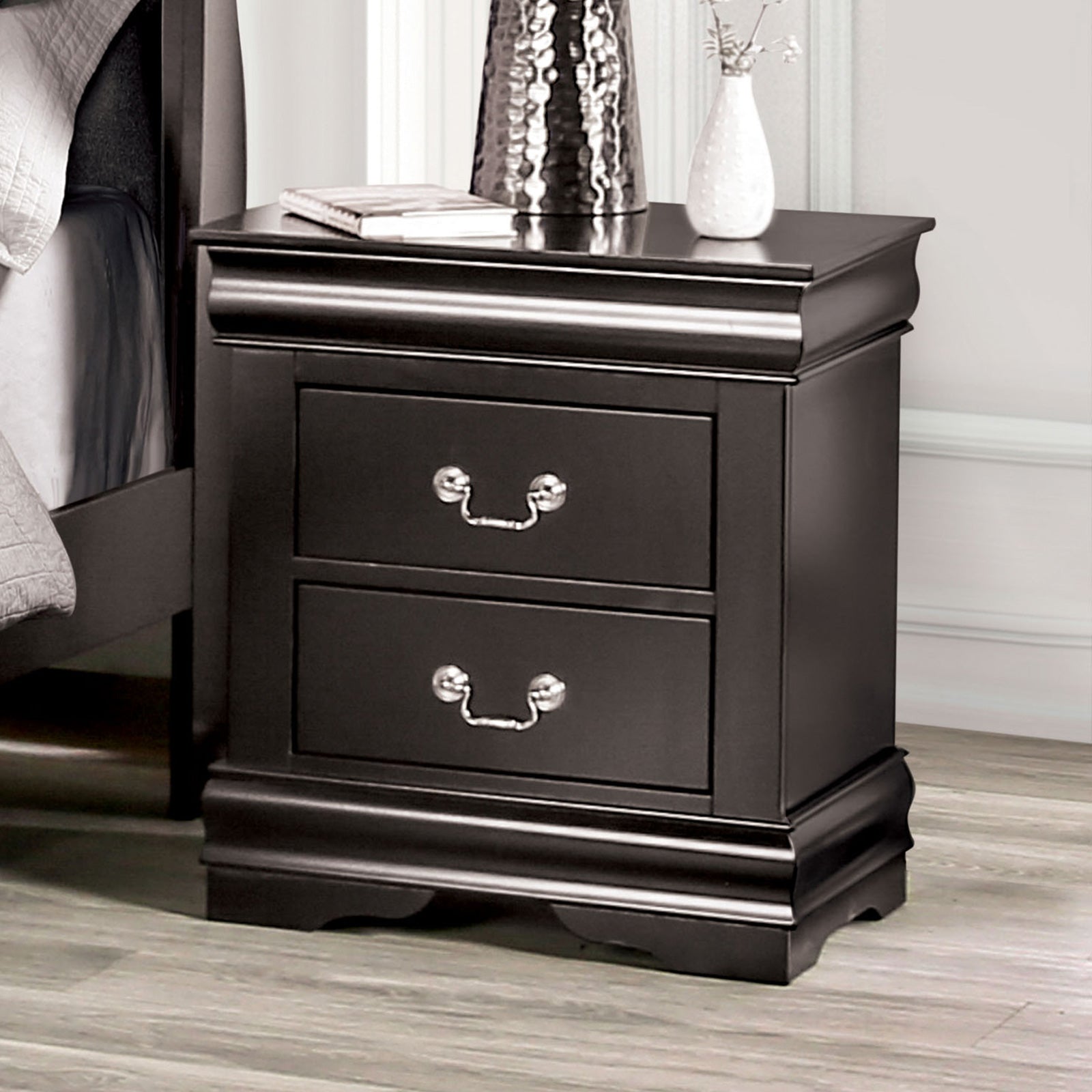 Louis Philippe Black Nightstand - Ornate Home