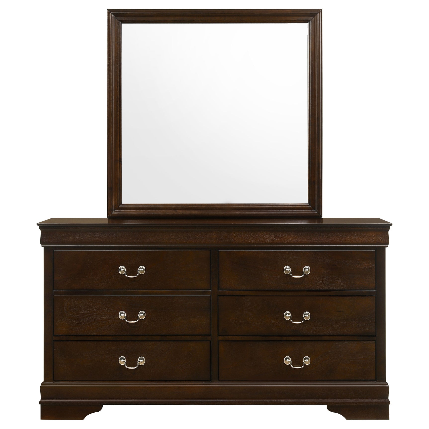 Louis Philippe Cappuccino Dresser and Mirror - Ornate Home