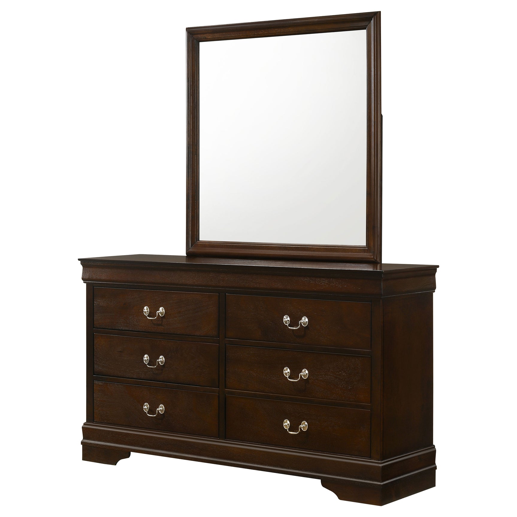 Louis Philippe Cappuccino Dresser and Mirror - Ornate Home