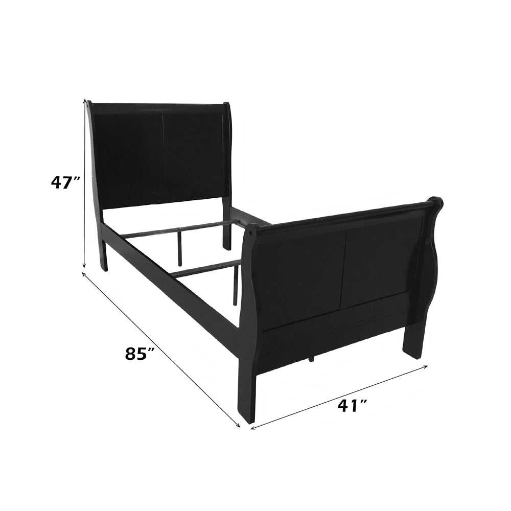 Louis Philippe III Black Twin Bed - Ornate Home