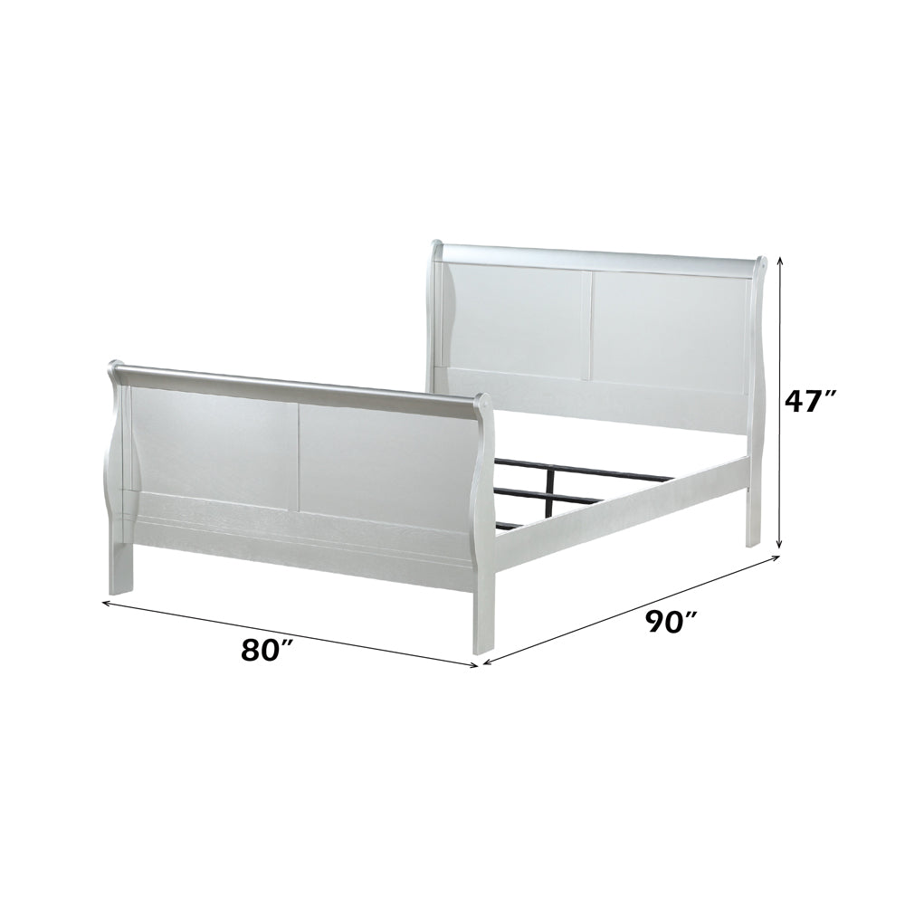 Louis Philippe III Pearl White Eastern King Bed - Ornate Home