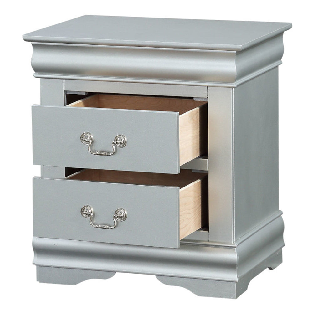 Louis Philippe III Platinum Nightstand - Ornate Home