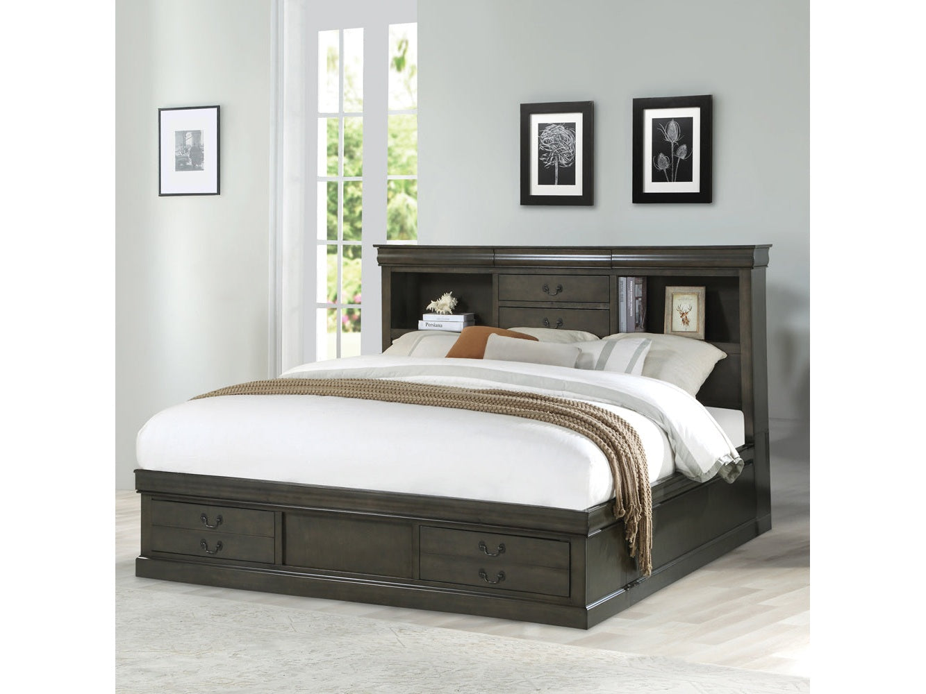 Louis Philippe IiI Dark Gray Eastern King Bed - Ornate Home