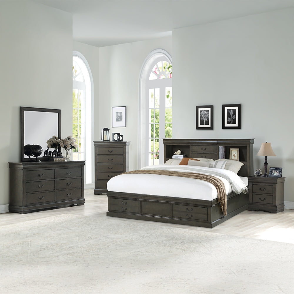 Louis Philippe IiI Dark Gray Queen Bed - Ornate Home