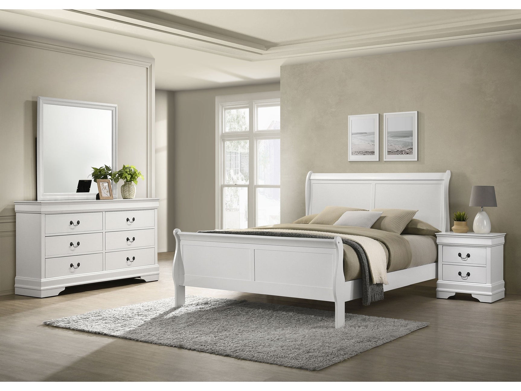 Louis Philippe White 4-piece Queen Bedroom Set - Ornate Home