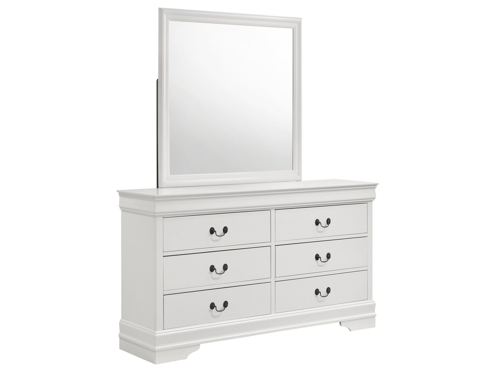 Louis Philippe White 6-drawer Dresser and Mirror - Ornate Home