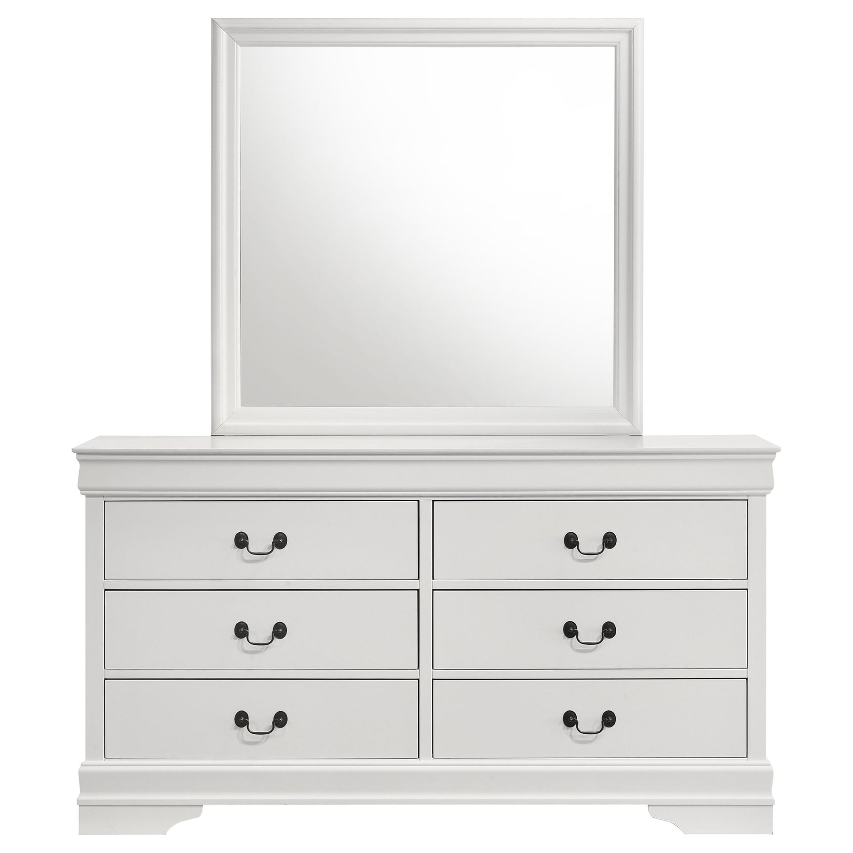 Louis Philippe White 6-drawer Dresser and Mirror - Ornate Home