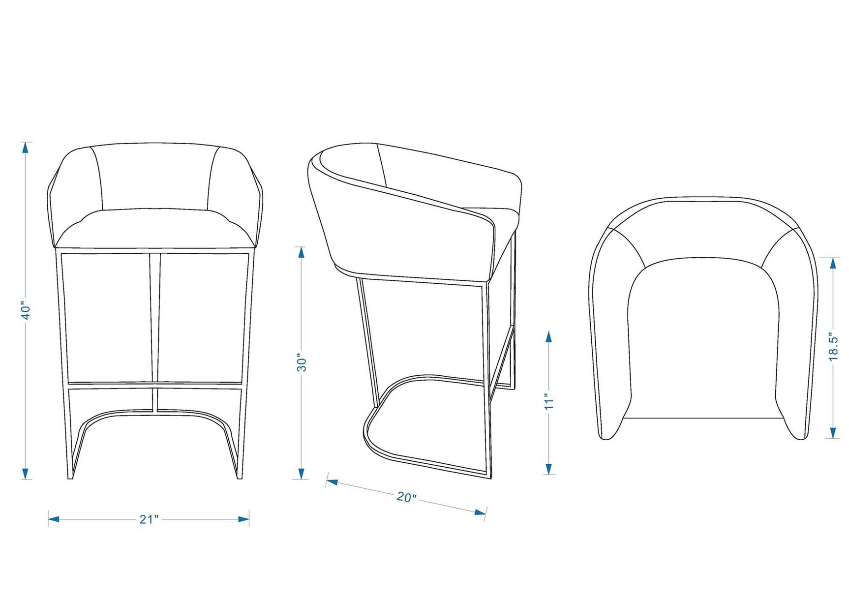 Louvre Barstool in Black (set of 3) - Ornate Home