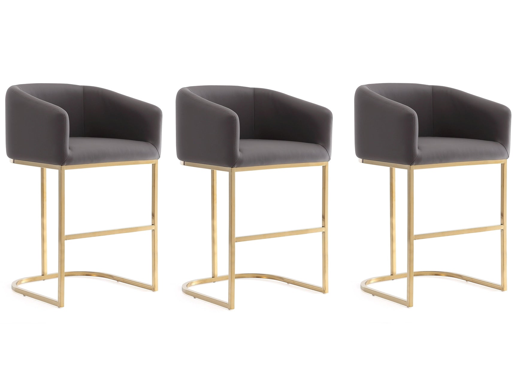 Louvre Counter Stool in Grey and Titanium Gold (set of 3) - Ornate Home