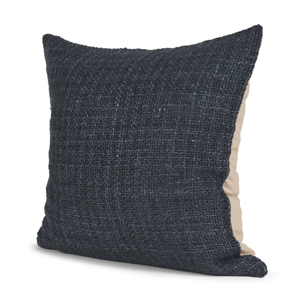 Lowen Navy 22x22 Square Woven Pillow Cover with Down Filler - Ornate Home