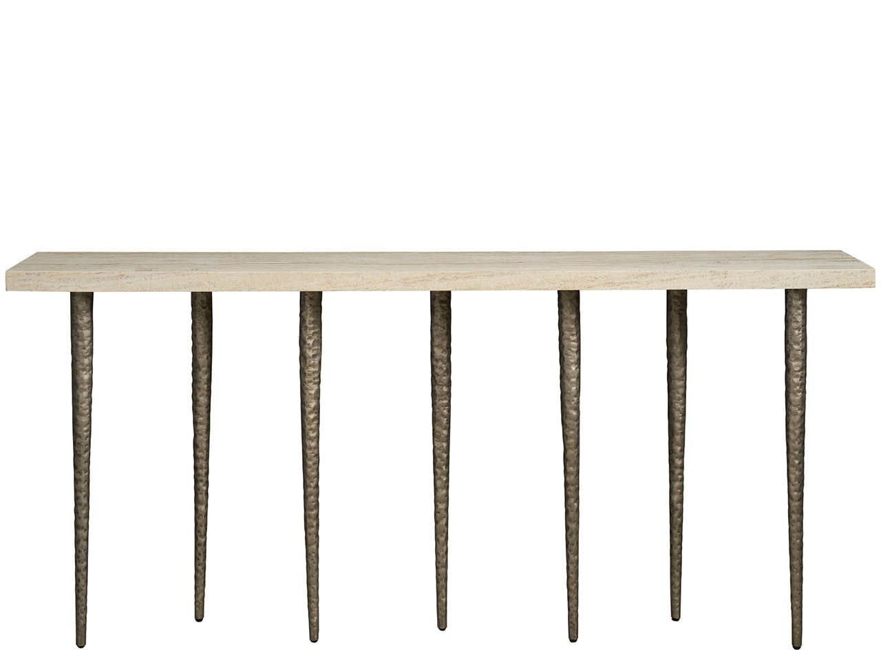 Lowry White Travertine/Nickel Console Table - Ornate Home