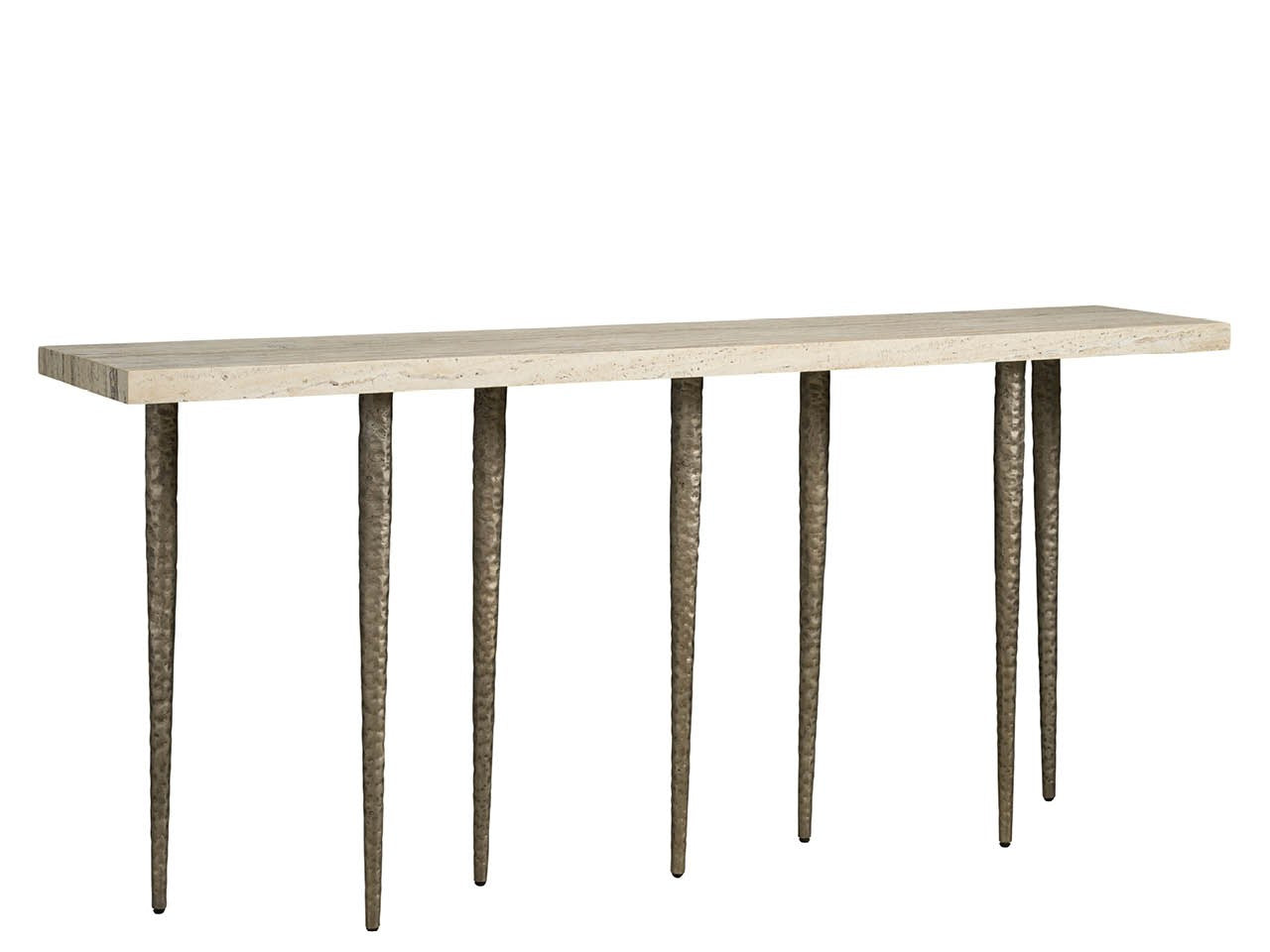 Lowry White Travertine/Nickel Console Table - Ornate Home