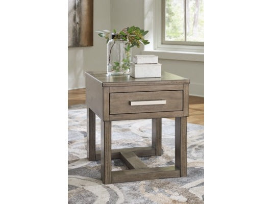 Loyaska Grayish Brown/White End Table - Ornate Home
