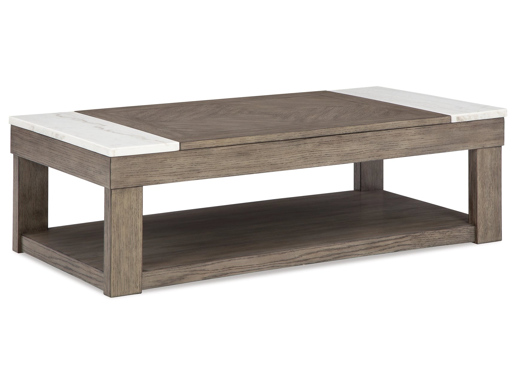 Loyaska Grayish Brown/White Lift-Top Coffee Table - Ornate Home