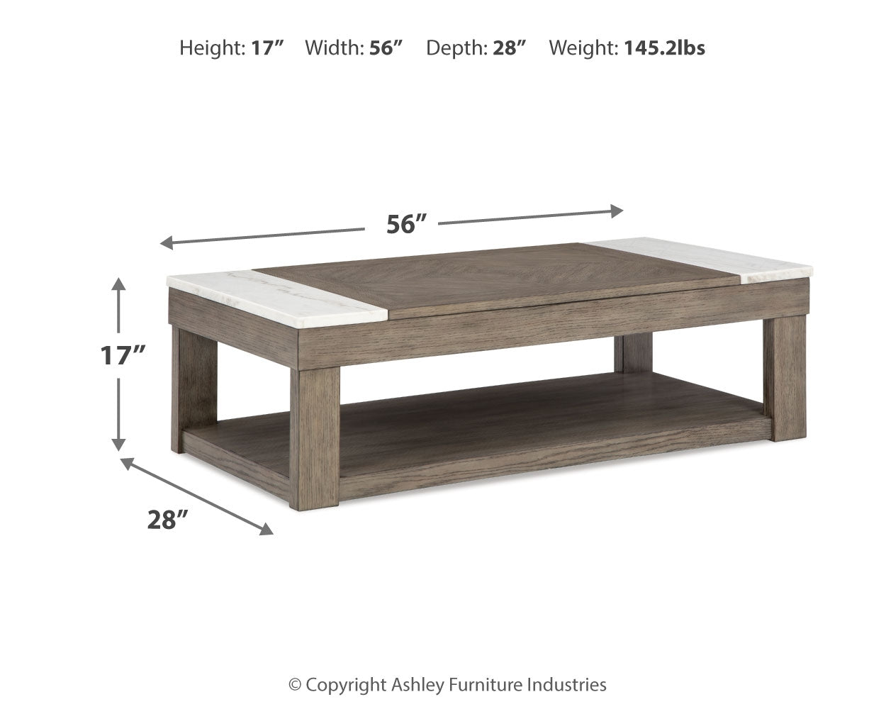 Loyaska Grayish Brown/White Lift-top Coffee Table and 2 End Tables (Online Special Price) - Ornate Home