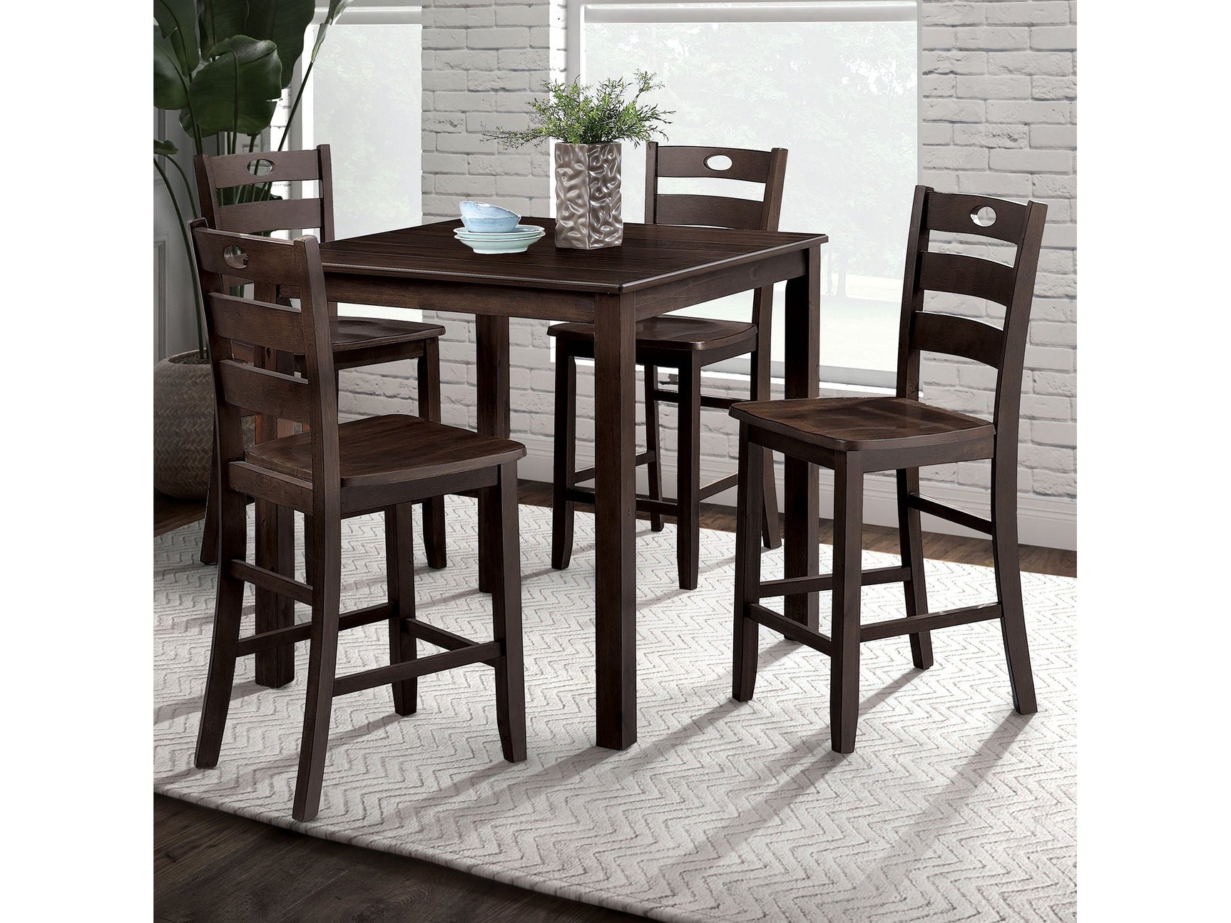 Lubbock Expresso Counter Height Dining Set - Ornate Home