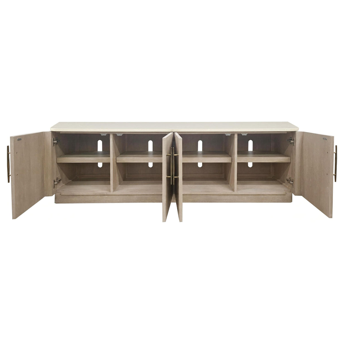 Lucaire Honed Cream And Sandstone 4-Door Tv Stand For Tvs Up To 77 Inches