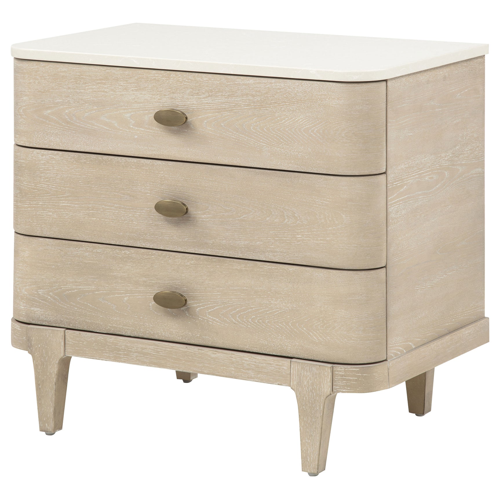 Lucaire Sandstone 3-drawer Nightstand Bedside Table - Ornate Home