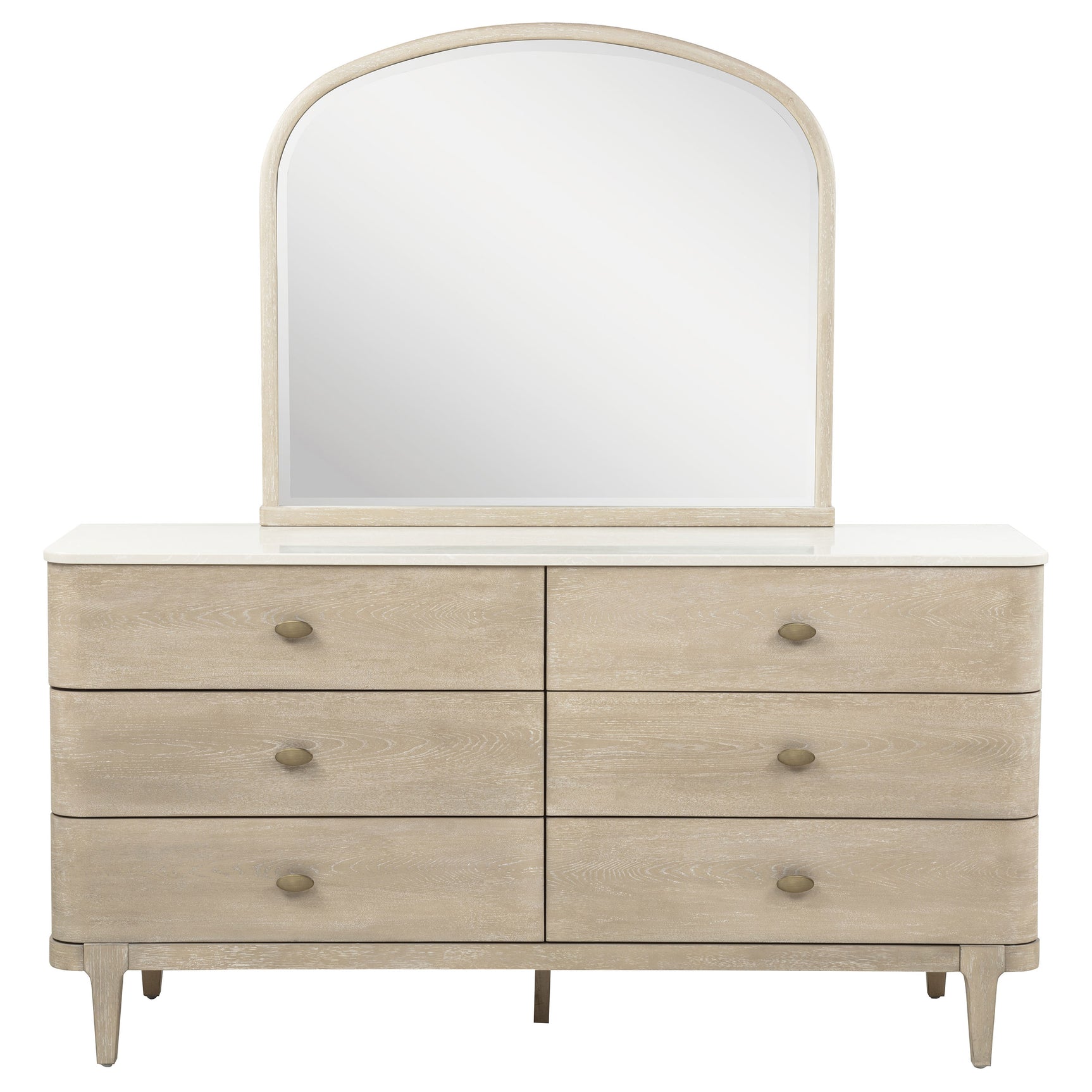 Lucaire Sandstone 6-drawer Dresser Cabinet With Mirror - Ornate Home