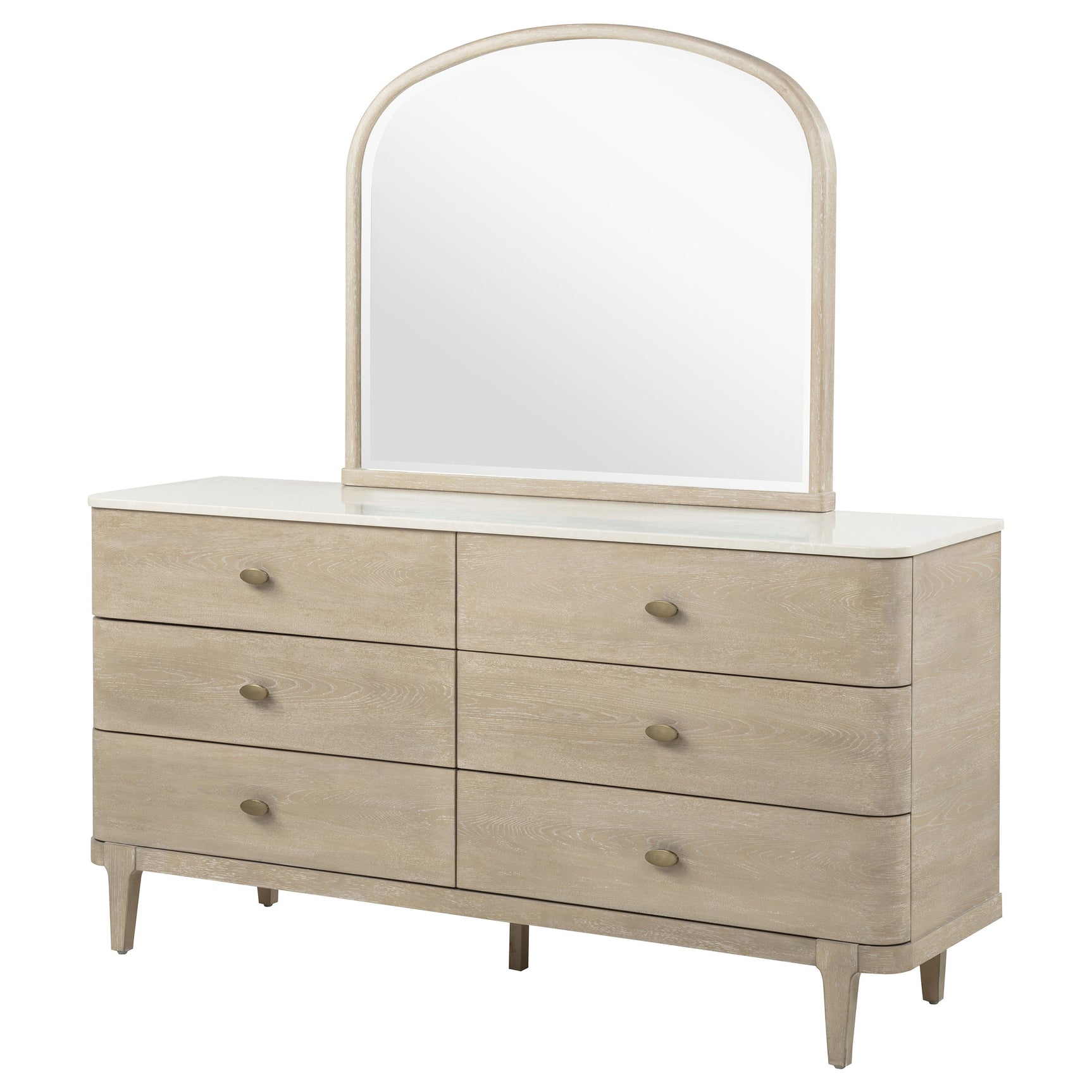 Lucaire Sandstone 6-drawer Dresser Cabinet With Mirror - Ornate Home