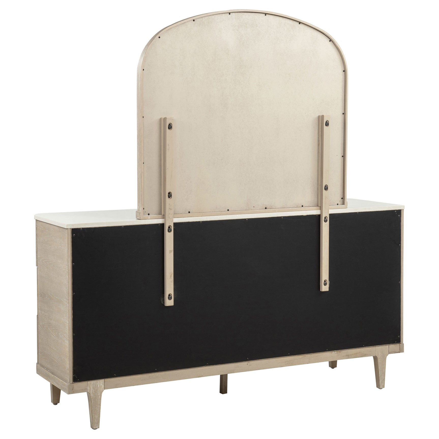 Lucaire Sandstone 6-drawer Dresser Cabinet With Mirror - Ornate Home