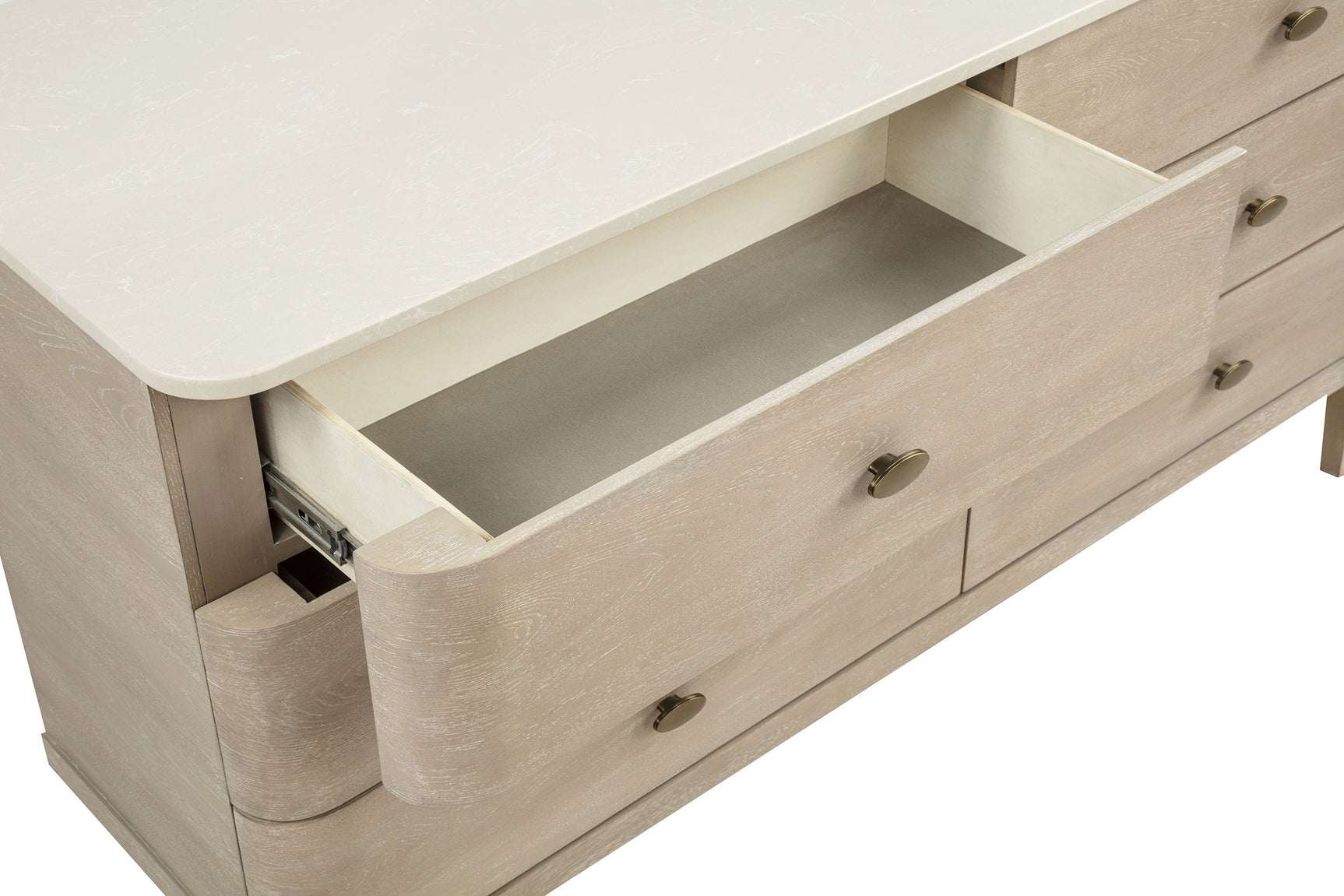 Lucaire Sandstone 6-drawer Dresser Cabinet With Mirror - Ornate Home