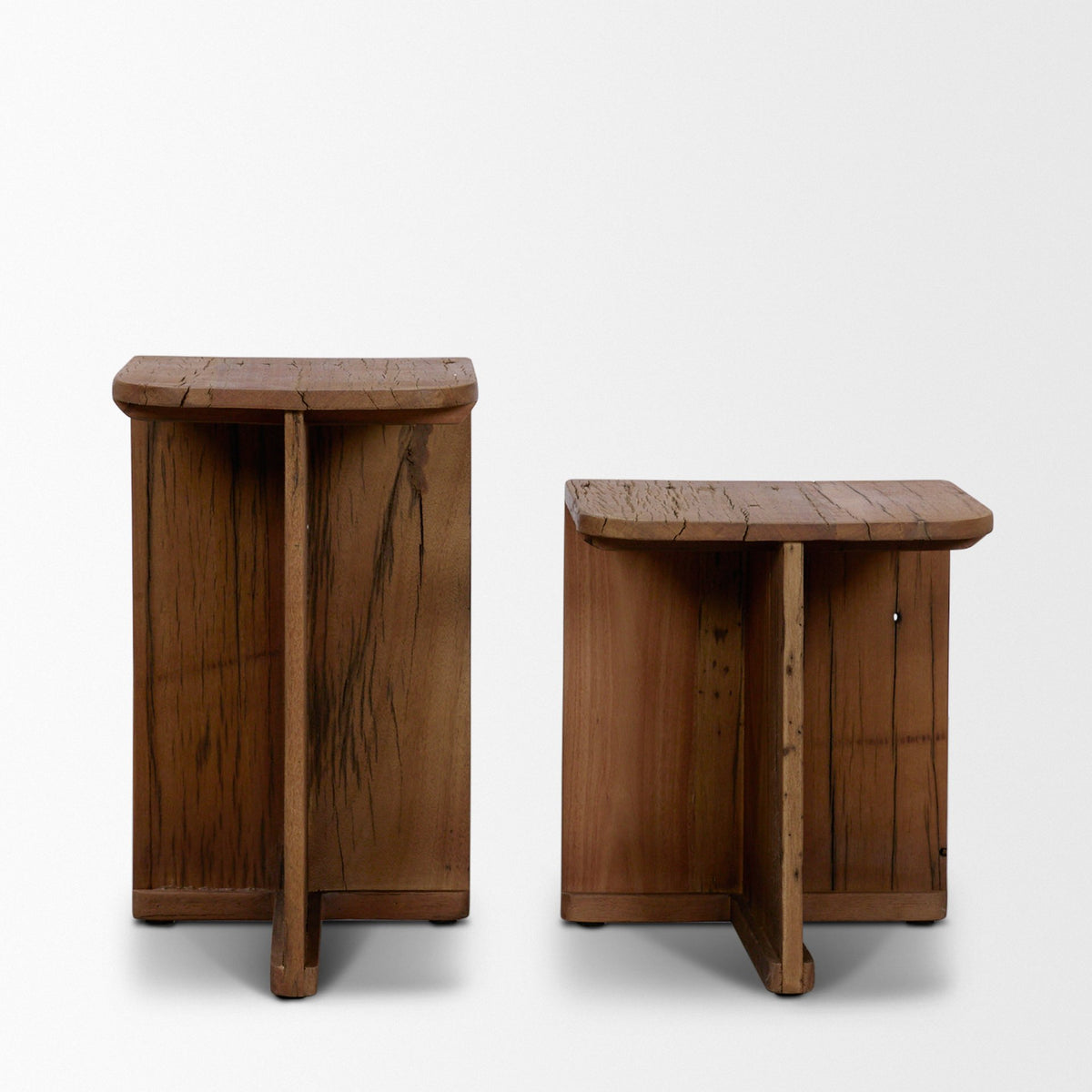 Lucan Mid-Dark Brown Reclaimed Wood Side Tables - Ornate Home