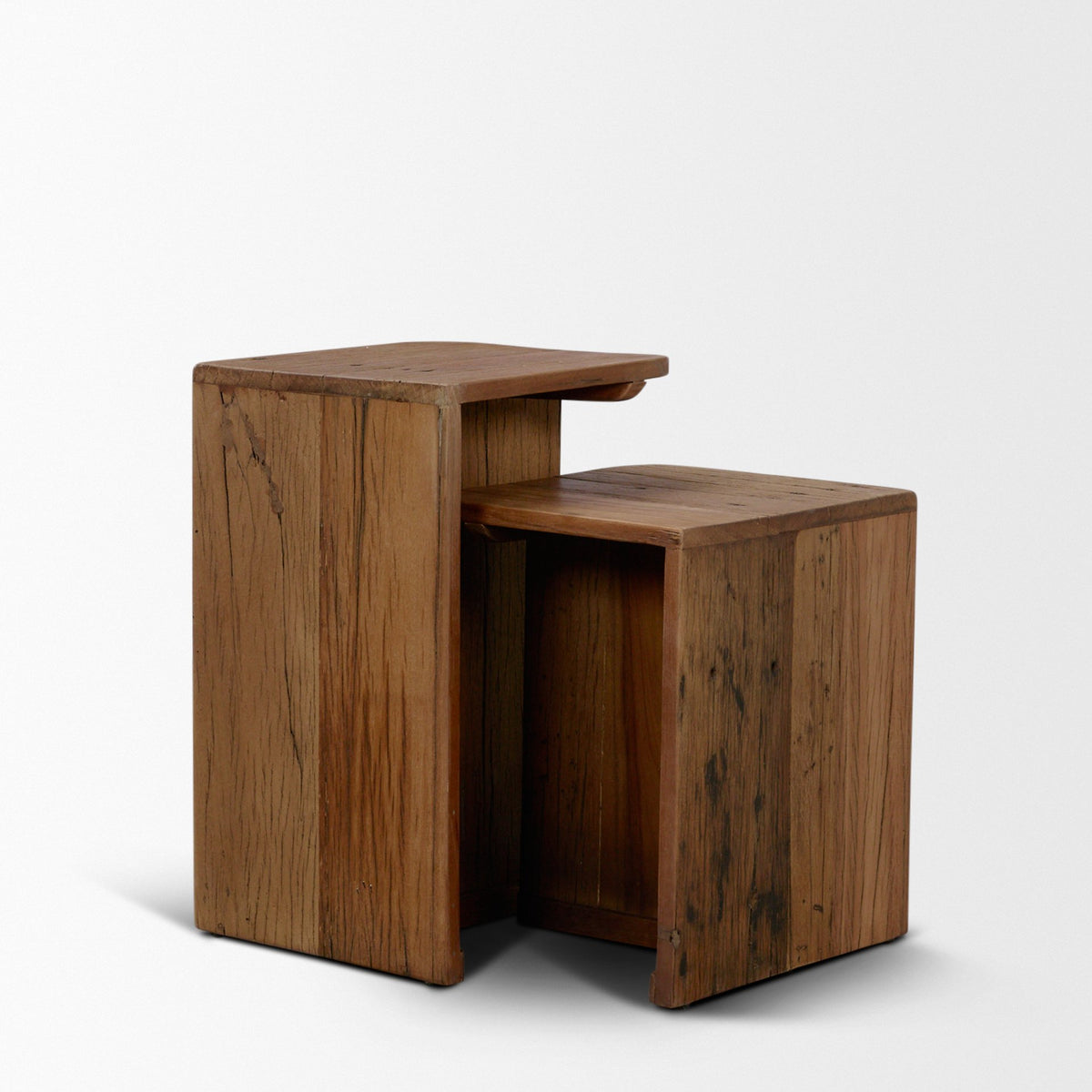 Lucan Mid-Dark Brown Reclaimed Wood Side Tables - Ornate Home