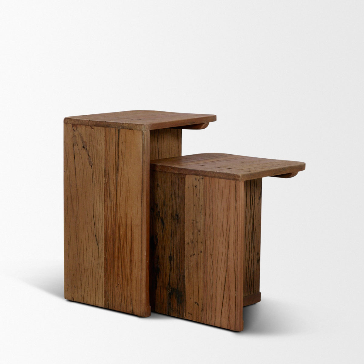 Lucan Mid-Dark Brown Reclaimed Wood Side Tables - Ornate Home